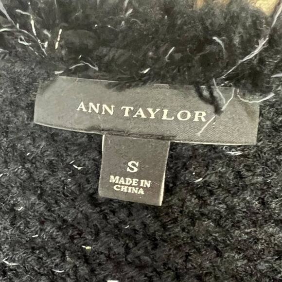 Ann Taylor Black & Silver Wool Blend Chunky Knit Tweed Blazer Jacket Size Small - Picture 10 of 12